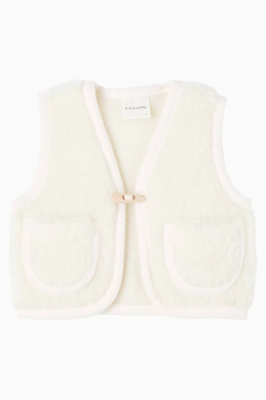 V-Yaka ve Patch Cep Detaylı %100 Yün Bebek Yelek