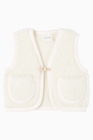 V-Yaka ve Patch Cep Detaylı %100 Yün Bebek Yelek