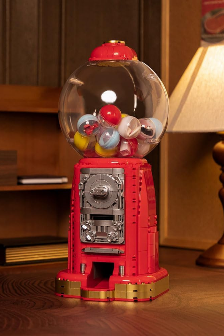 Retro Çiklet Makinesi Yapım Seti Kırmızı Metal Koleksiyon Modeli