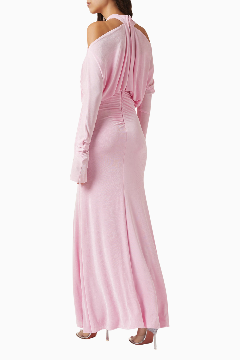 Cold-shoulder Maxi Pembe Kadın Elbise