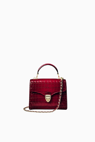 Midi Mayfair Kırmızı, Ombré Croc Deri Top Handle Çanta