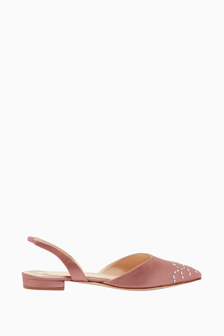 Lerina Rose Saten Taşlı Slingback Ayakkabı, İtalyan Zarafeti