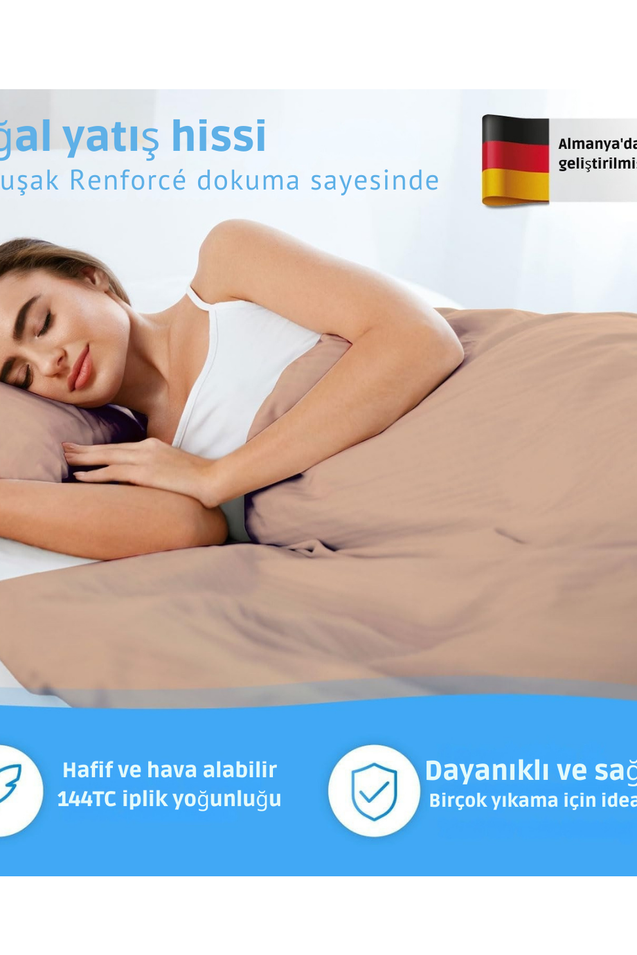 135x200 cm Yatak Örtüsü Seti, %100 Pamuk, Oeko-Tex Sertifikalı, Yumuşak ve Kabaran, Alman Tasarımı