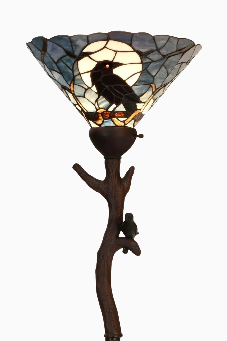 Raven Tiffany Stil, El İşçiliği Vitray Cam Dekoratif Lambader