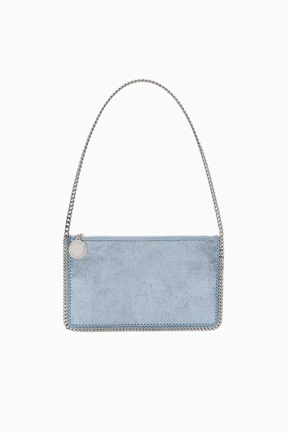Falabella Shaggy Deer, Açık Mavi Vegan Deri Zincir Detaylı Lüks Pochette Omuz Çantası
