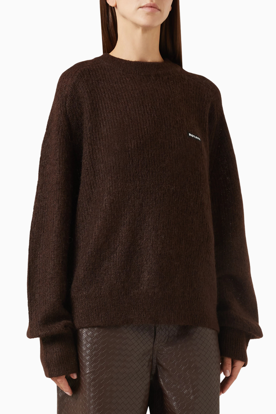 Oversized Kahverengi, Mohair ve Yün Karışımı Kadın Kazak