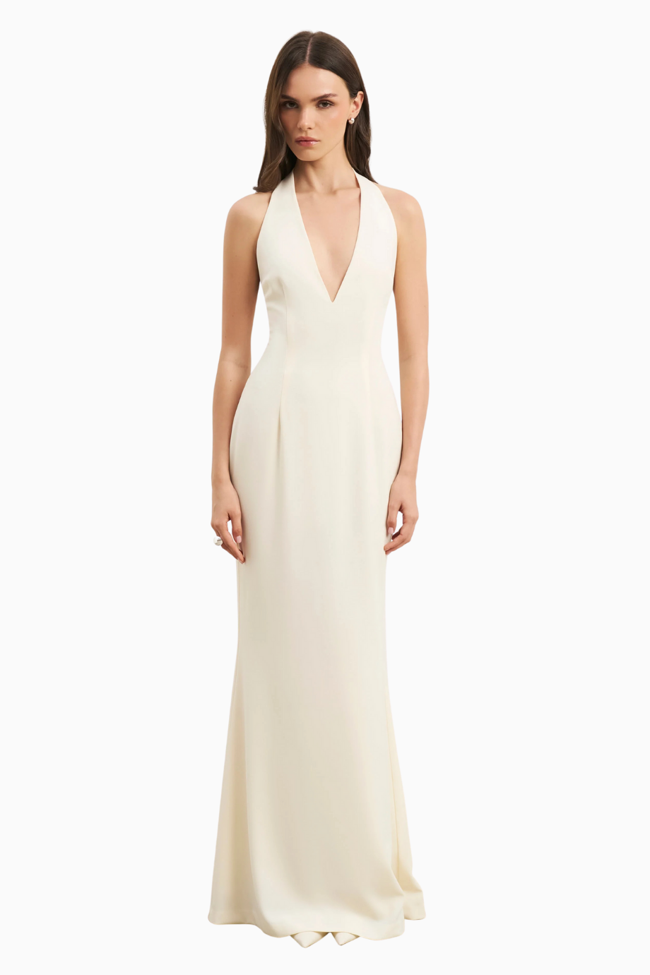 Plunging V Neck Halter Gown Kadın Elbise