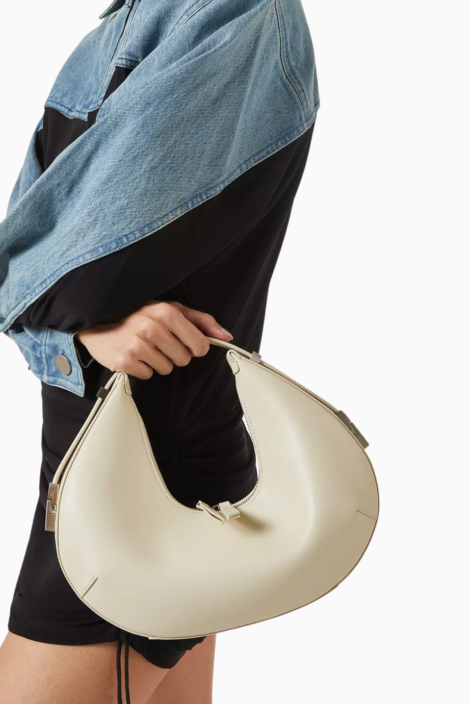 Small Toni Hobo Omuz Çantası Beyaz Deri, Minimal ve Şık Kore Tasarımı