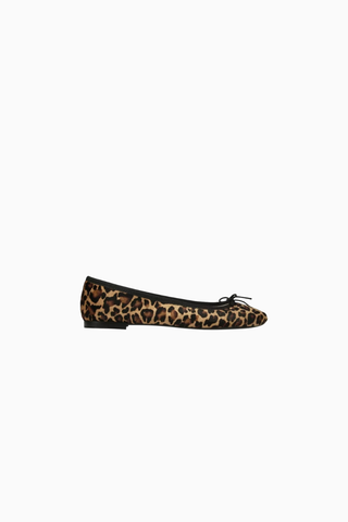 Cendrillon Balerin Ayakkabı, Leopar Pony Hair, Fiyonk Detaylı, Fransız Şıklığı