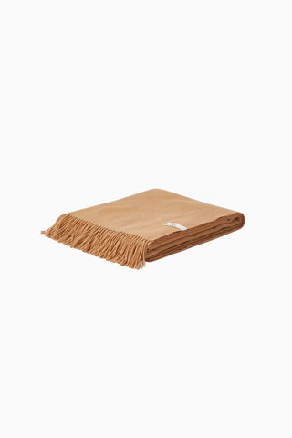 Cashmere Blanket, Camel Checker Stripe Kaşmir Battaniye