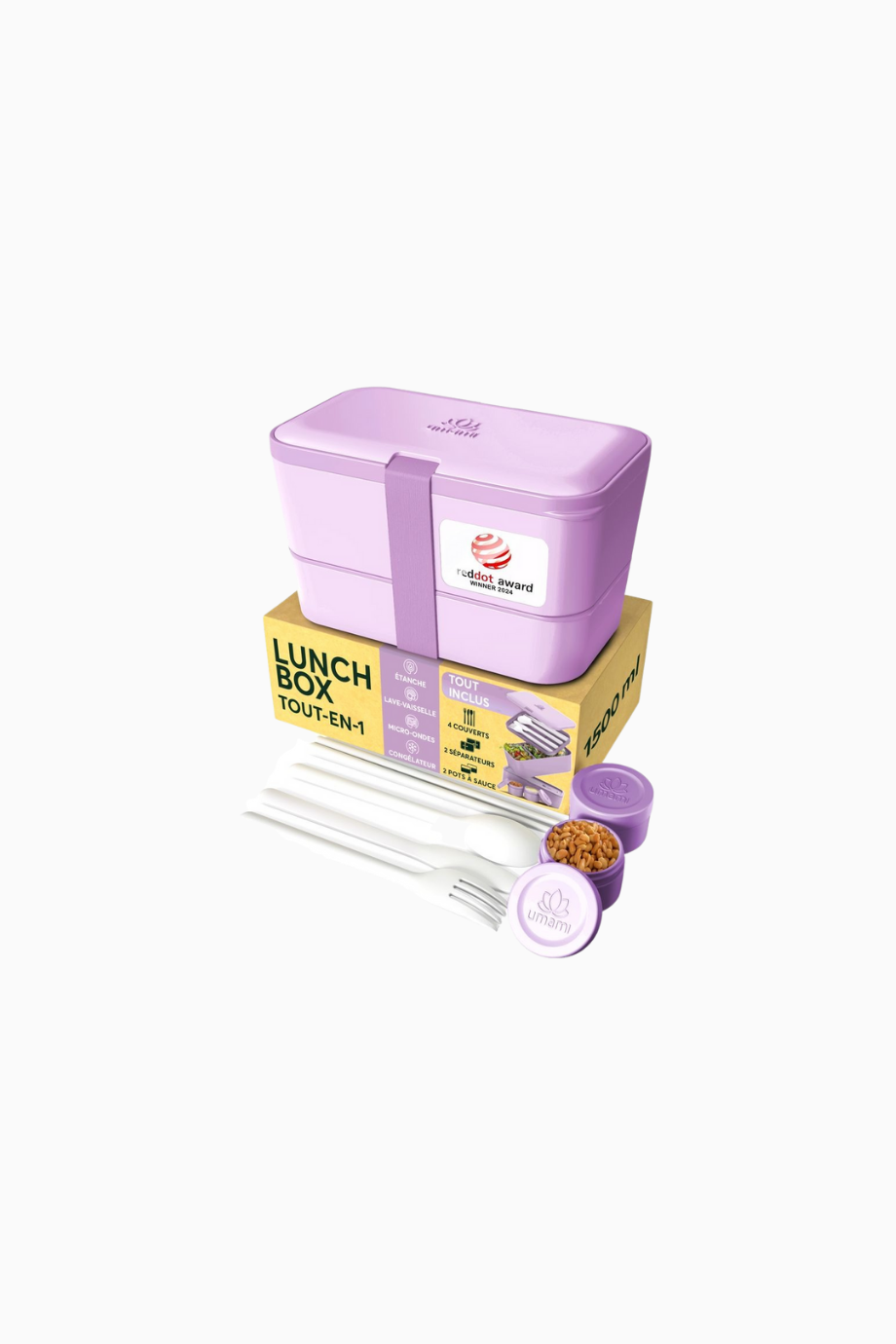 Nestable Bento Box Set Dual Purple 1500ml Sızdırmaz Öğle Kutusu