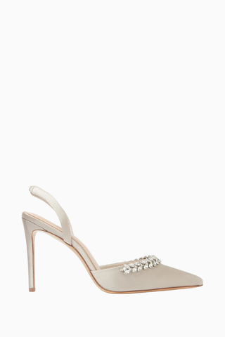 Sandra 100 Kristal İşlemeli Saten Slingback Stiletto, Şık ve Zarif