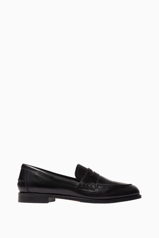 Oscar Siyah Polished Calf Deri, İtalyan El İşçiliği Loafer Ayakkabı