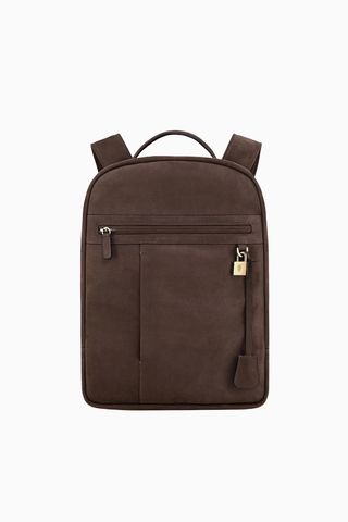 Nubuk Deri Unisex Sırt Çantası Kahverengi Premium Seyahat ve Laptop Çantası