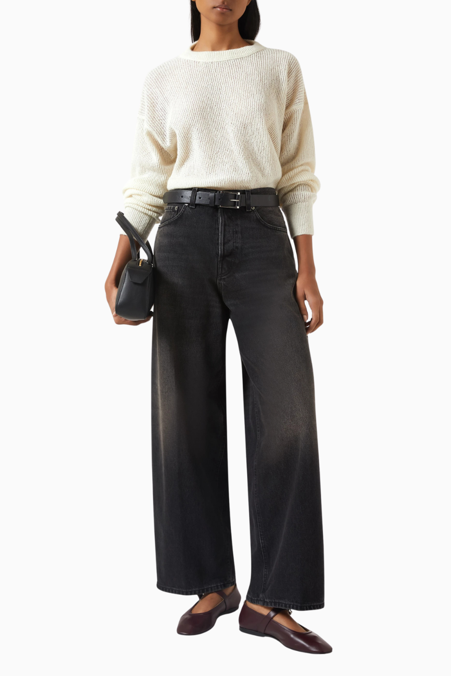 Bethany Wide-leg Jeans, Siyah-Modern Kadın Yüksek Bel Jean