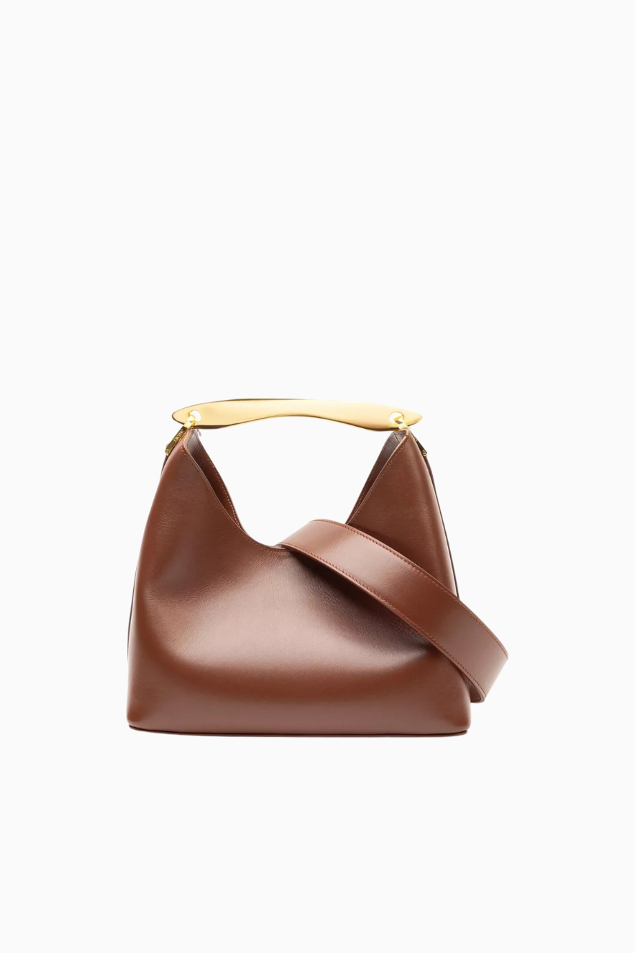 Small Boomerang Cognac Deri Zarif ve Lüks Omuz-Çapraz Çanta, Paris Tarzı