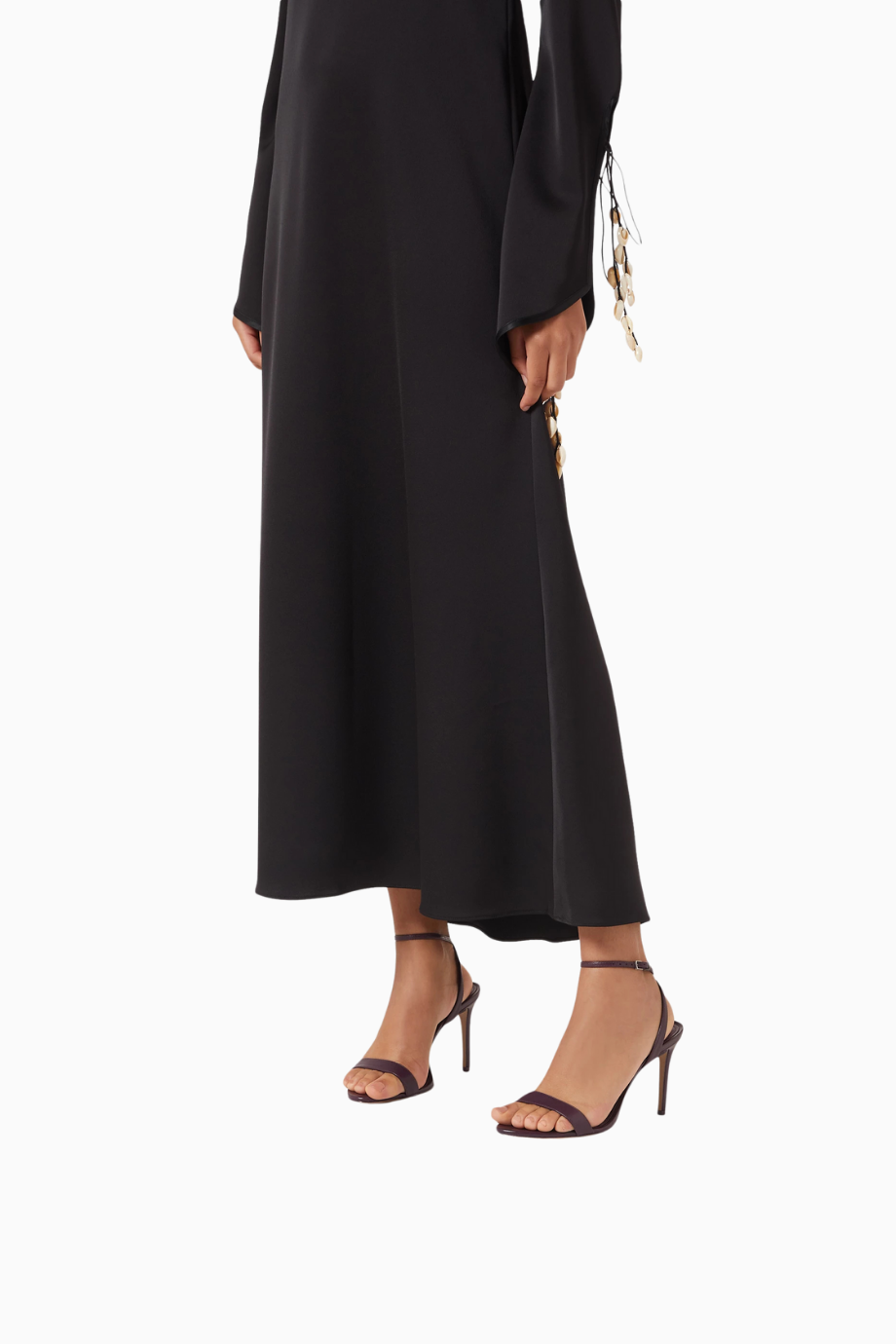 Pryia 100 Mor Deri Bilekten Ayarlanabilir, 100mm Topuklu Lüks Sandalet