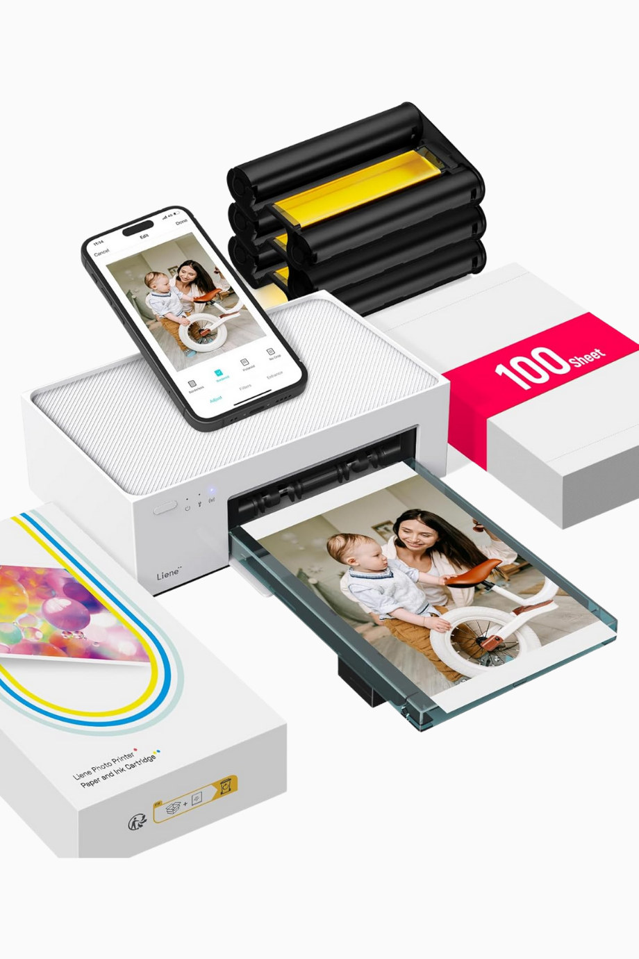 10x15 cm Wi-Fi Fotoğraf Yazıcısı, 100 Yaprak Set, 300 DPI