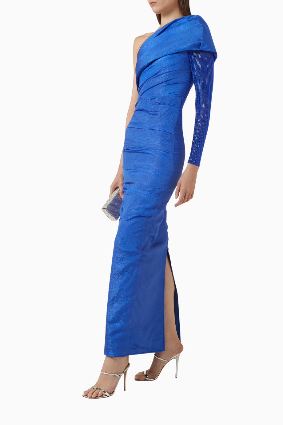 Embellished-sleeve İşlemeli Kollu Tek Omuz Maxi Kadın Elbise
