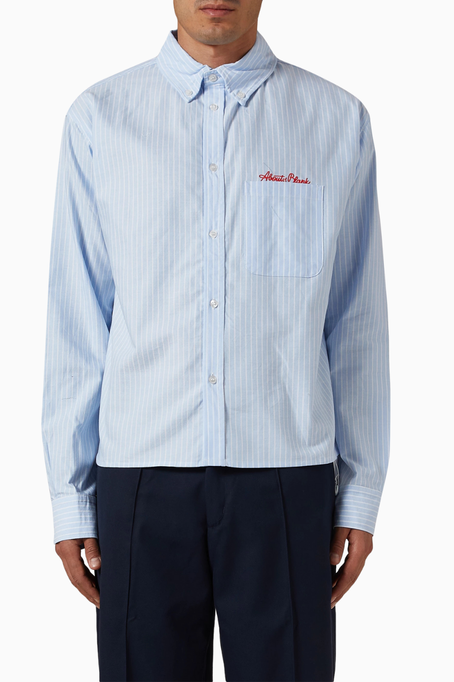 Oxford Script Cotton Shirt Cropped Mavi Erkek Gömlek