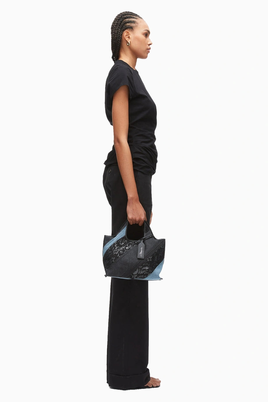 Lace Patchwork Kadın Mini Market Tote Çanta