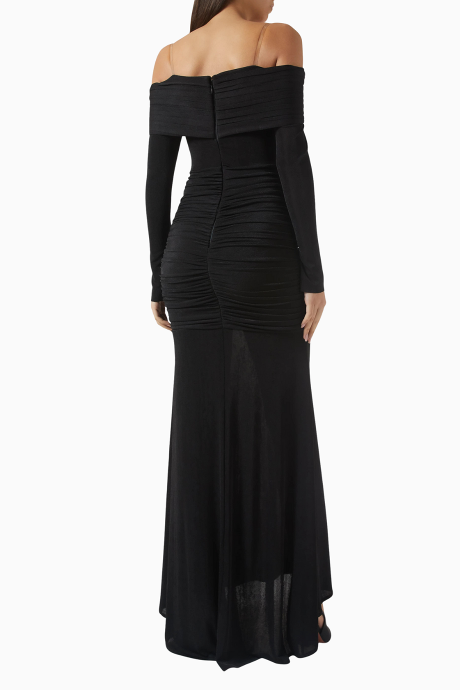 Off-Shoulder Siyah Maxi Kadın Elbise