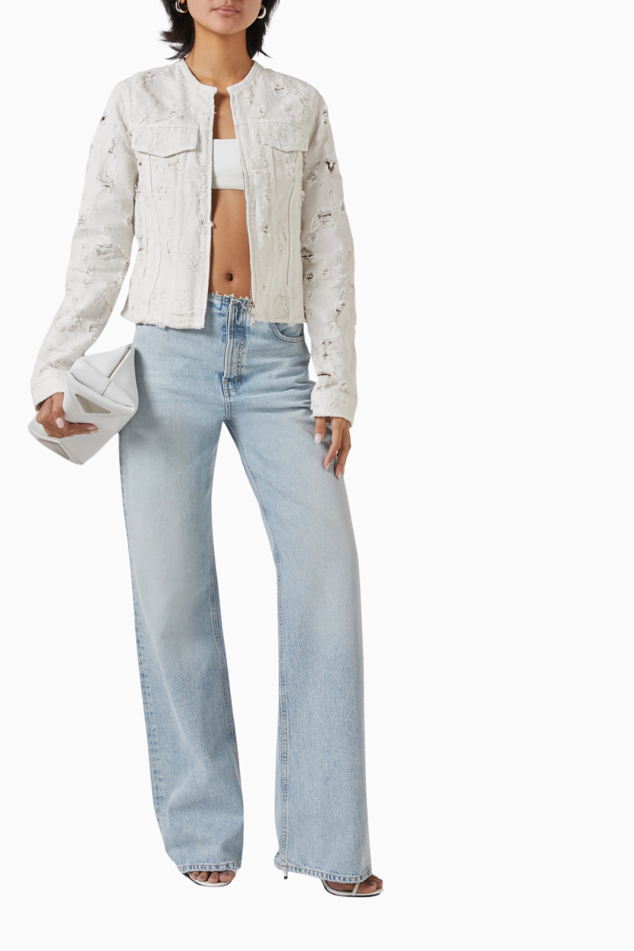Jena Destroyed Denim Ceket, Bej Şık ve Modern Sokak Stili