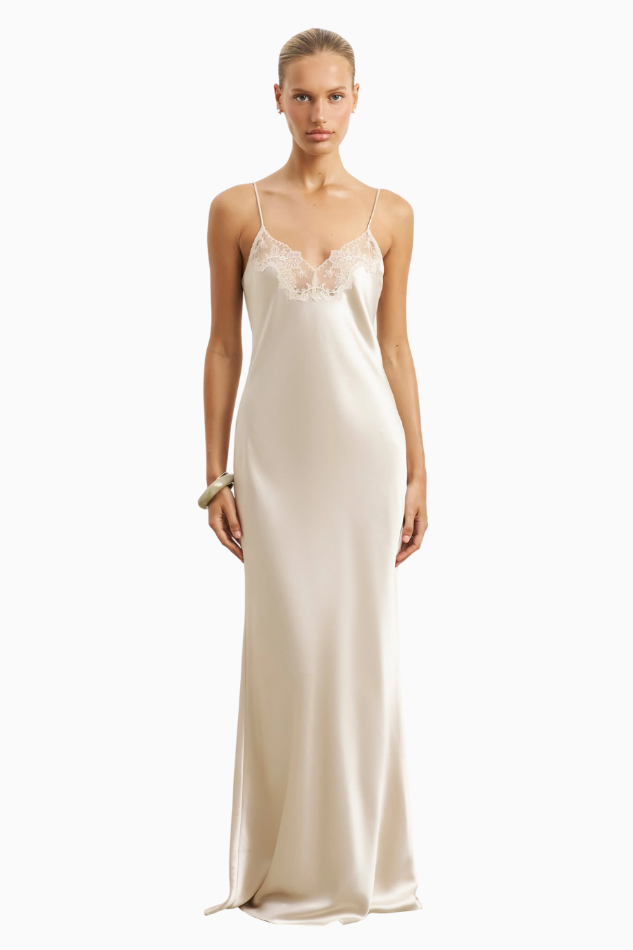 Satin Lace Detail Camisole Maxi Dress Maxi Kadın Elbise