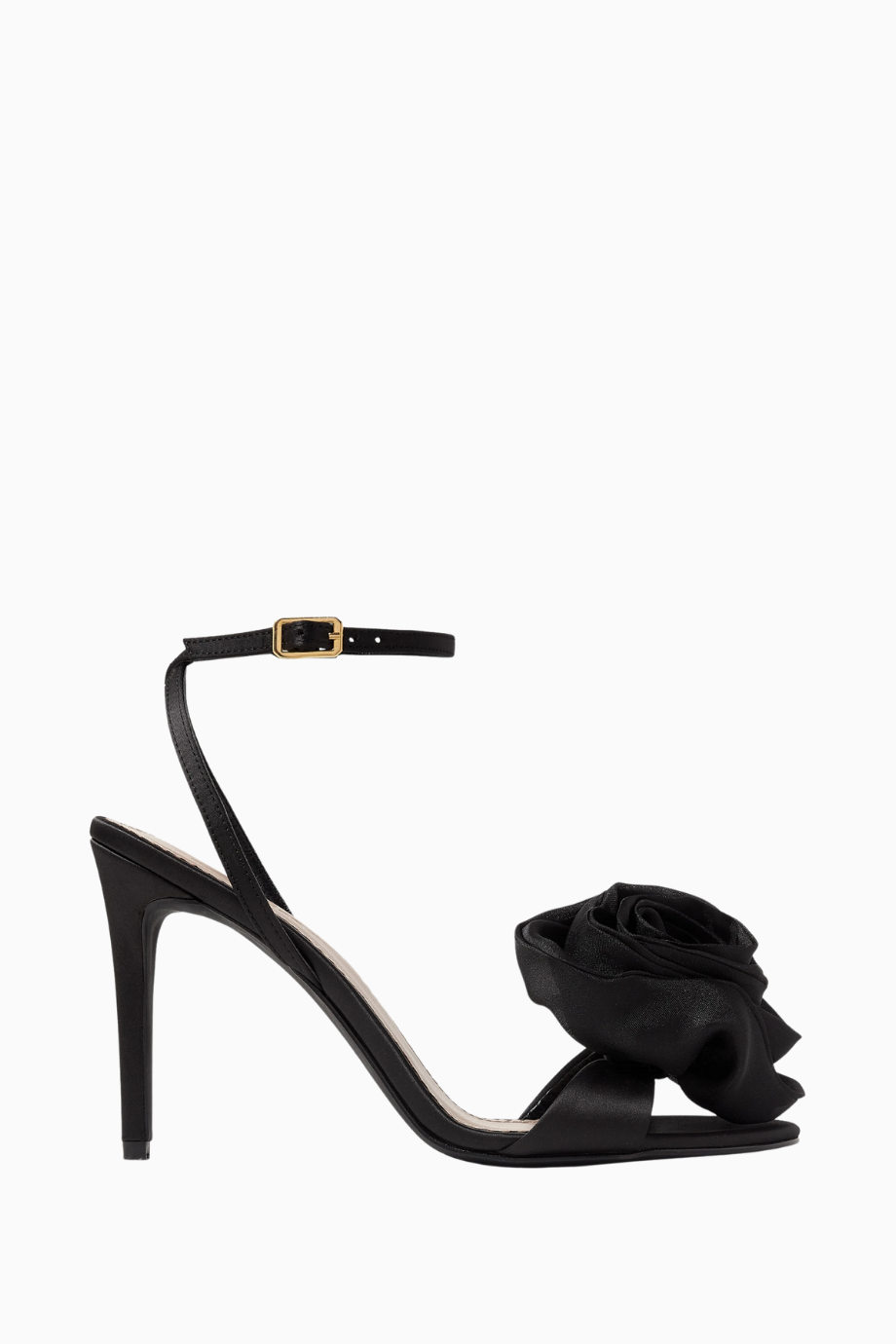 Rose des Vents 100, Lüks Saten Topuklu Sandalet, Çiçek Detaylı Zarafet