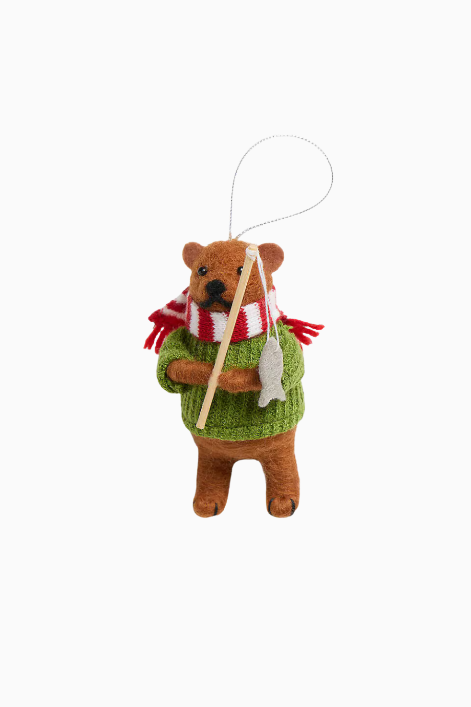 Felted Wool Ice Fishing Bear Christmas Ornament Yılbaşı Ağaç Süsü