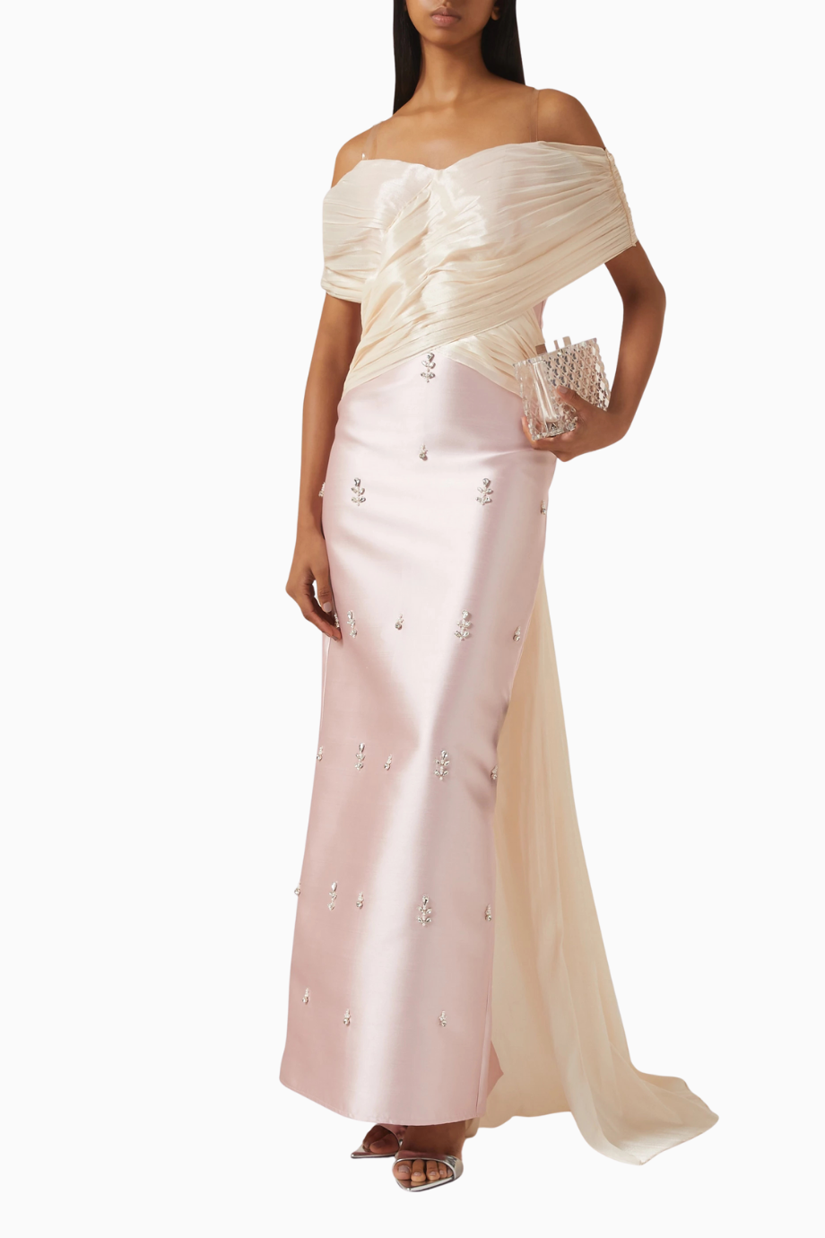 Crystal-embellished Off-shoulder Dekolteli Uzun Kadın Elbise