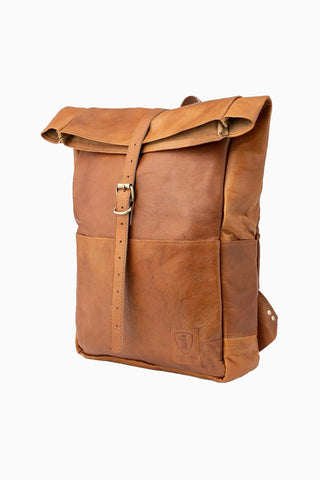 Paris Vintage Deri Rolltop Laptop Unisex Sırt Çantası Kahverengi