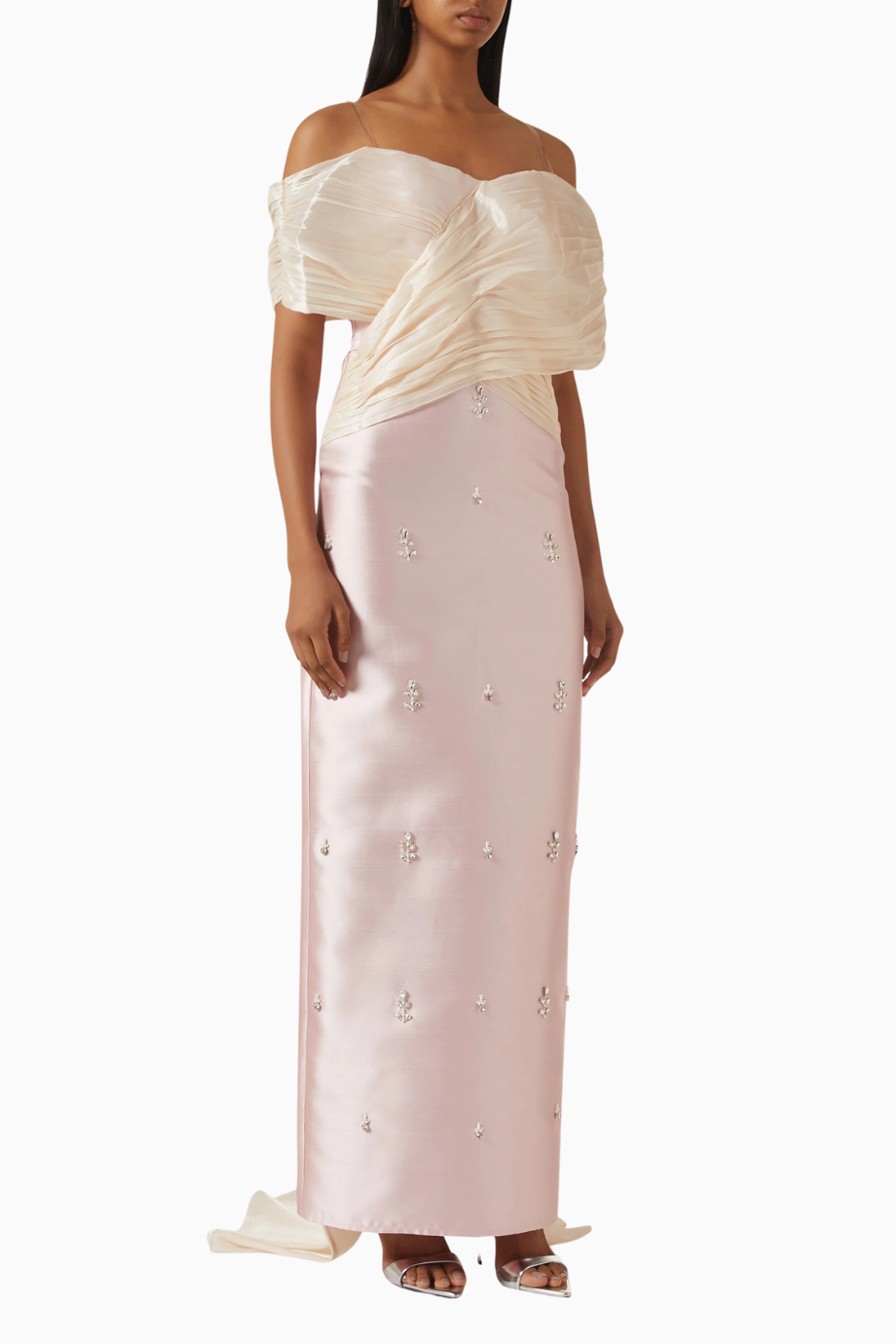 Crystal-embellished Off-shoulder Dekolteli Uzun Kadın Elbise