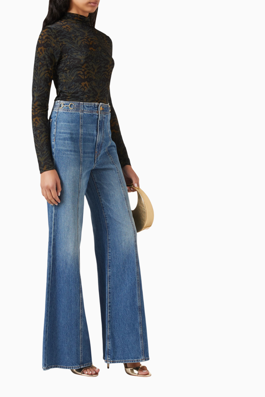 Delphine High-Rise Jeans, Lüks Mavi Denim Pantolon