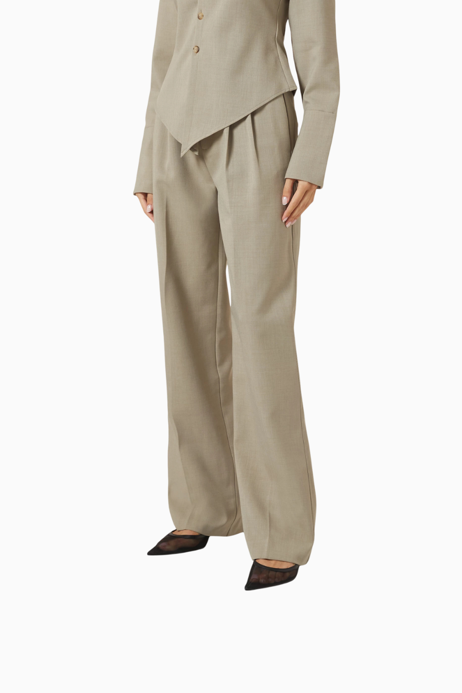 63mm Topuklu Mesh Point-toe Mules, Günlük ve Gece Zarafeti