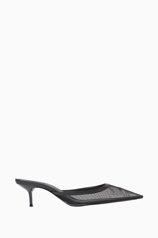 63mm Topuklu Mesh Point-toe Mules, Günlük ve Gece Zarafeti