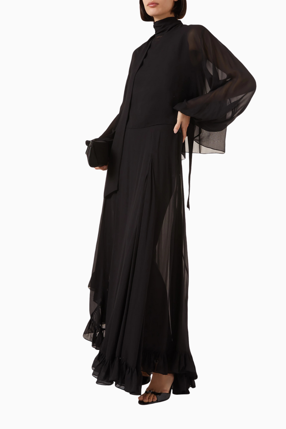 Chiara Lüks İpek Georgette Bluz, Fiyonklu Boyun Detaylı