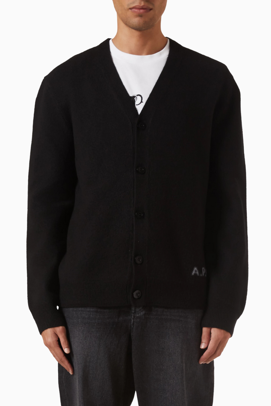 Kenny Erkek Yün Hırka Siyah V Yaka