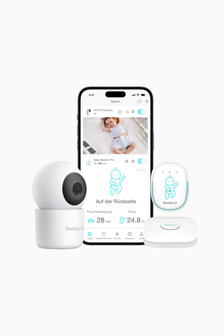 Baby Monitor 3-2K HD Kameralı Akıllı Bebek Telsizi, Hareket ve Sıcaklık Takibi