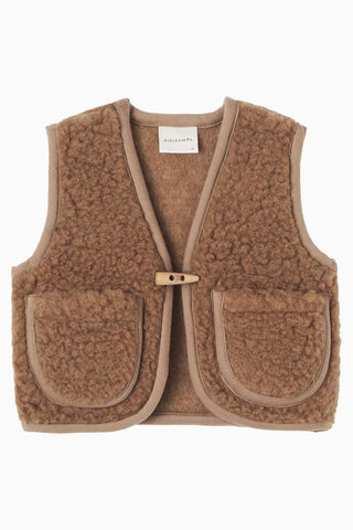 V-Yaka ve Patch Cep Detaylı, %100 Yün Bebek Yelek