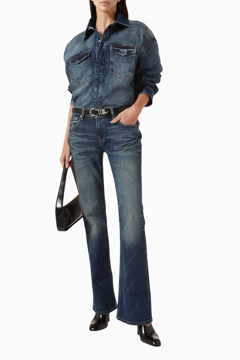 Maria Mid-Rise Bootcut Jeans, Lüks ve Konforlu Günlük Denim