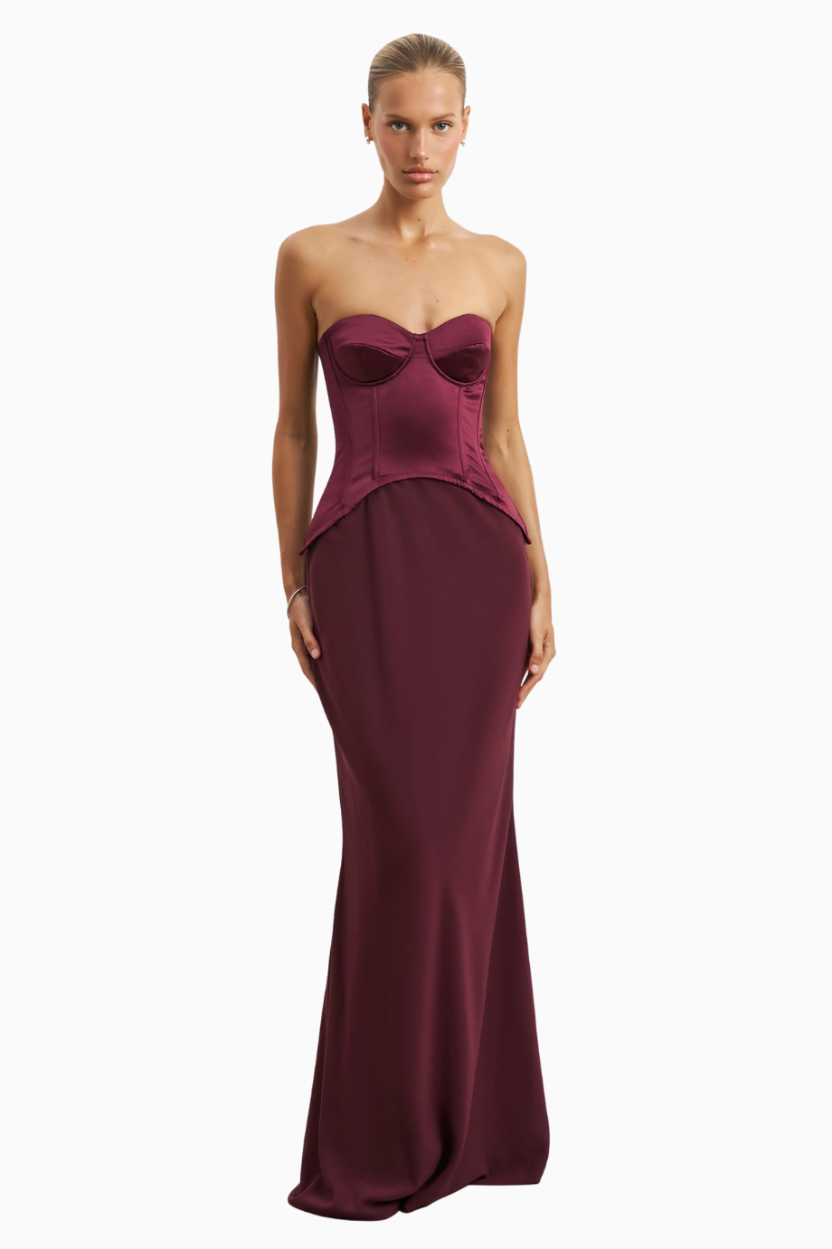 Satin Corset Gown with Sweetheart Neckline Maxi Kadın Elbise
