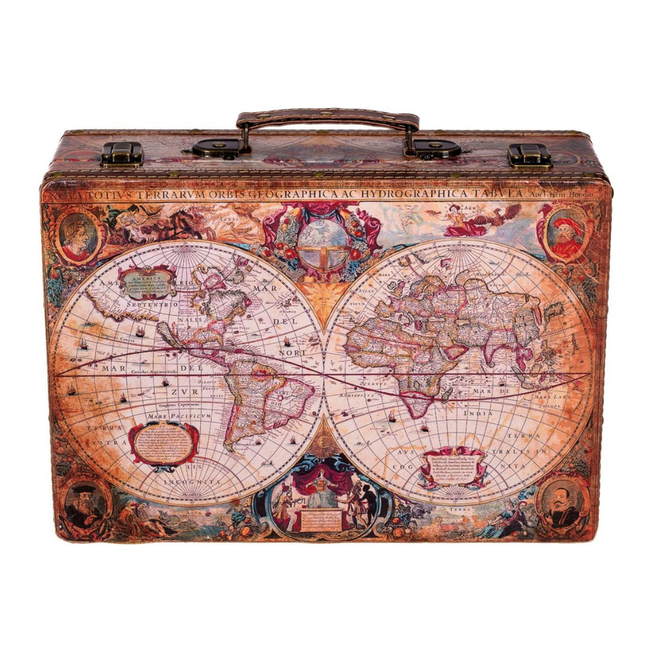 Ahşap Vintage Sandık, Deri Kaplamalı Şık Saklama Kutusu (36x25x12 cm)