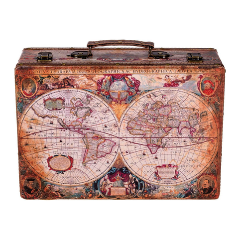 Ahşap Vintage Sandık, Deri Kaplamalı Şık Saklama Kutusu (36x25x12 cm)