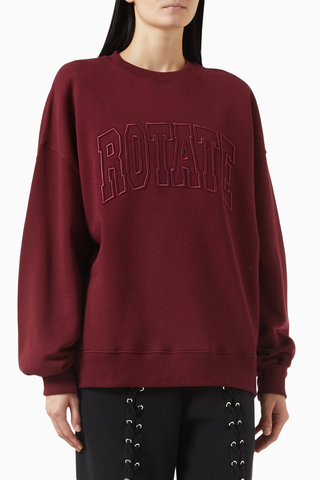 Bordo Organik Kot Nakışlı, Oversize Kadın Sweatshirt
