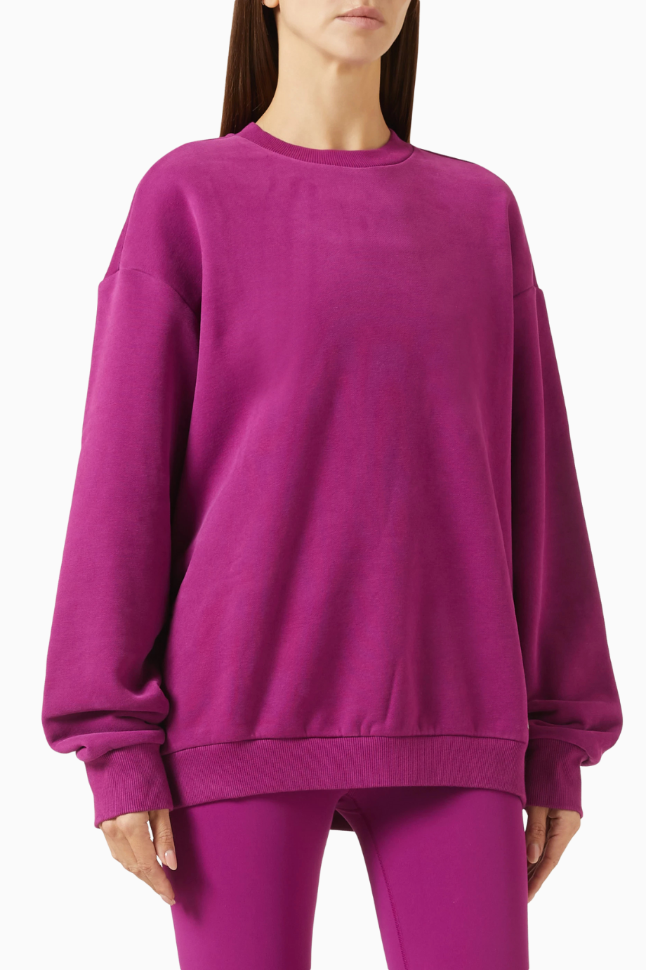 Restore Oversized Sweatshirt, Pembe Organik Pamuk Rahat Günlük Sweatshirt