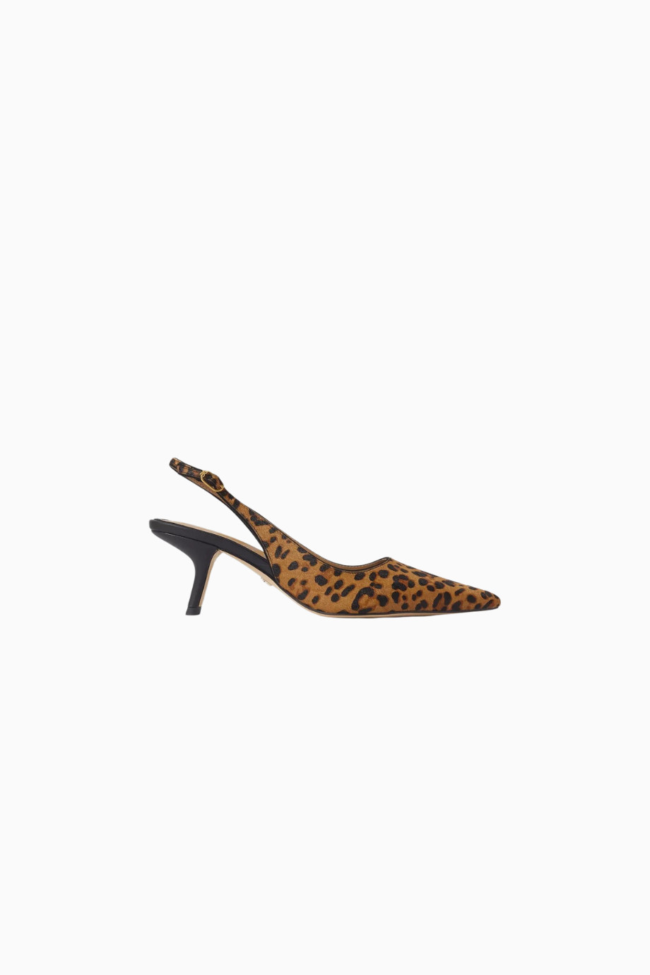 Bianka 60 Leopar Desenli Deri, Sivri Burun Ayarlanabilir Bantlı Kadın Slingback Topuklu