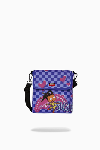 Susie Crayon Shark Messenger Sling, Unisex Lüks Desenli Omuz Çantası, Sınırlı Sayıda