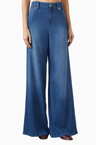 Palazzo Geniş Paça Denim Jean Pantolon, Modern ve Zarif Kesim