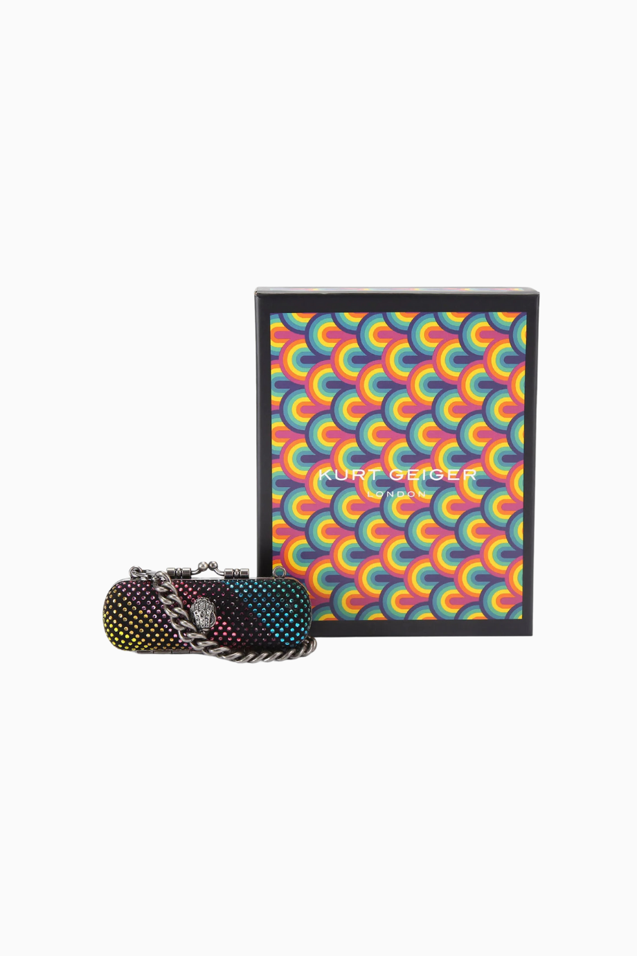 London Siyah Clutch, Kiss Lock, Taş Detaylı, Ayarlanabilir Askılı